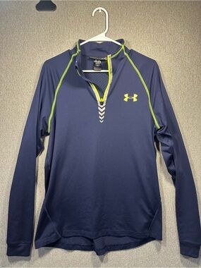 Under Armour Men’s Navy Long-Sleeve with Lime Accent - NFL Combine Authentic